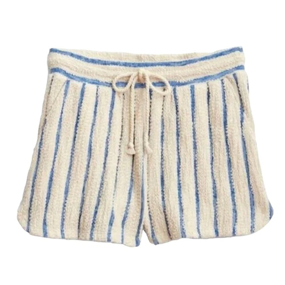 Faherty Pacífica Terry Shorts Stripes Cream Blue Pockets Drawstring Coastal - Picture 11 of 11